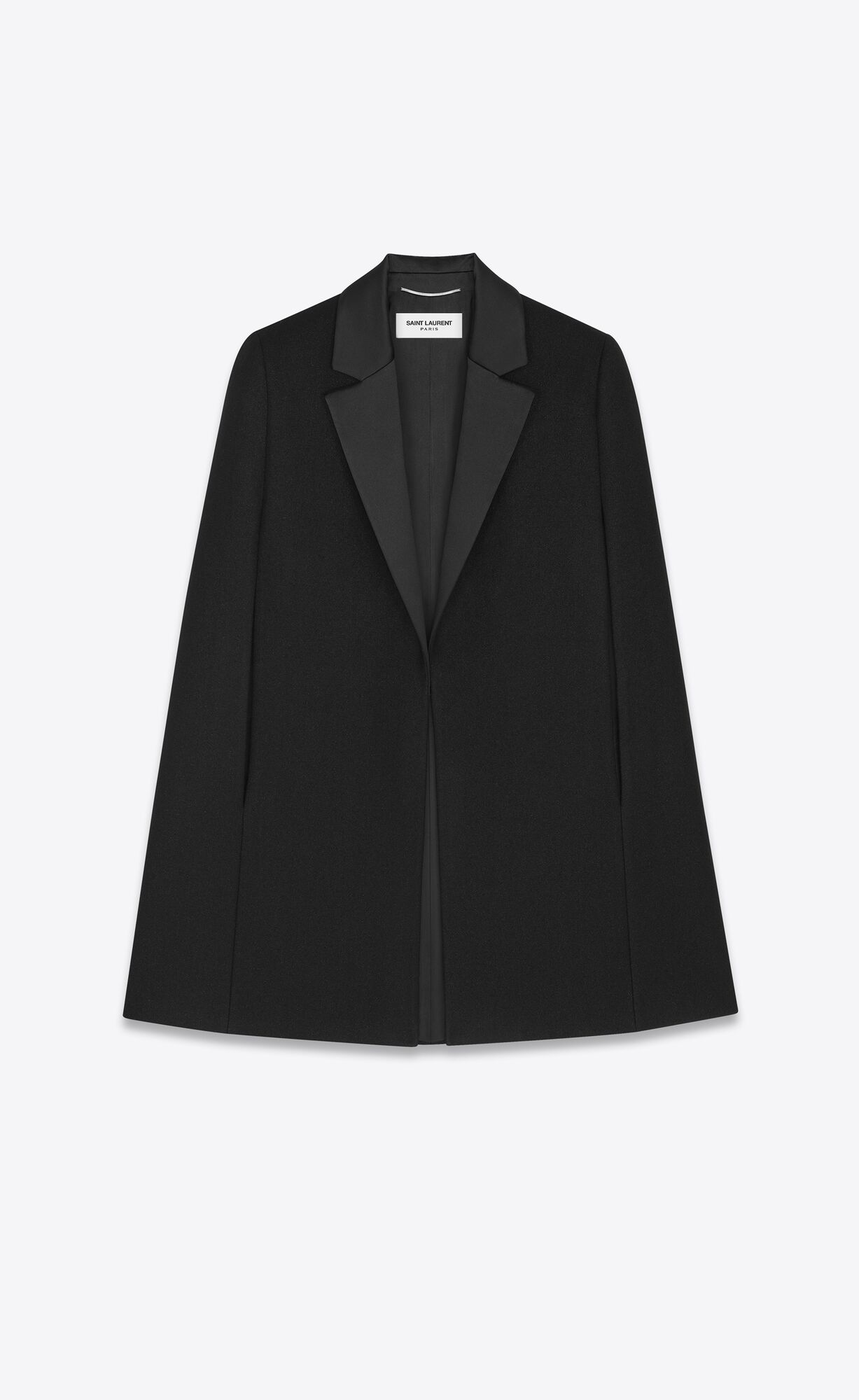 YSL Tuxedo Cape In Vlna Felt Noir Brillant | 91256-LGVW