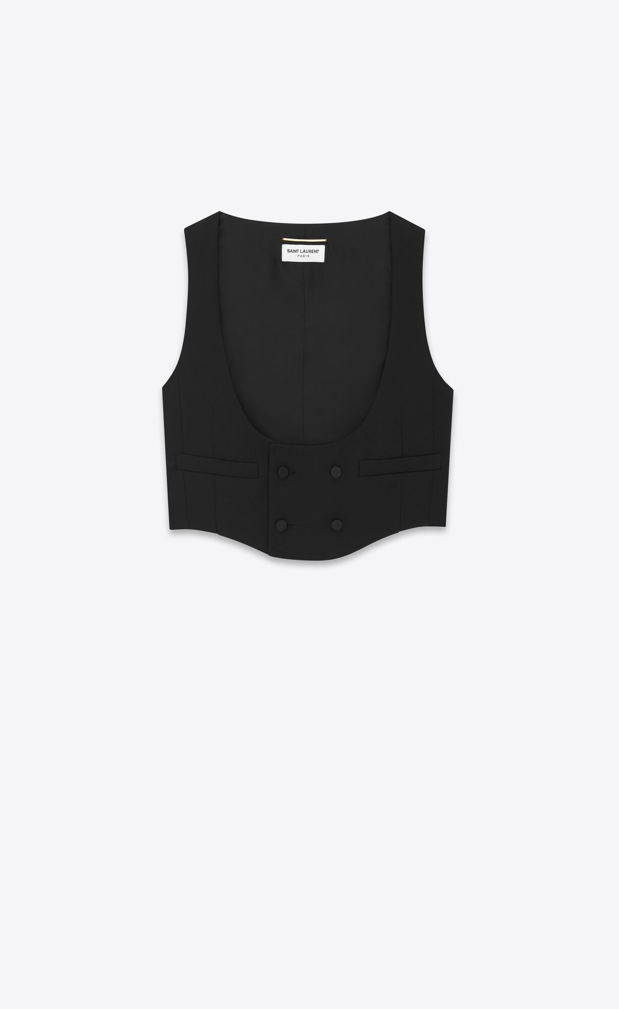 YSL Tuxedo Vest In Grain De Poudre Čierne | 04792-DFKE