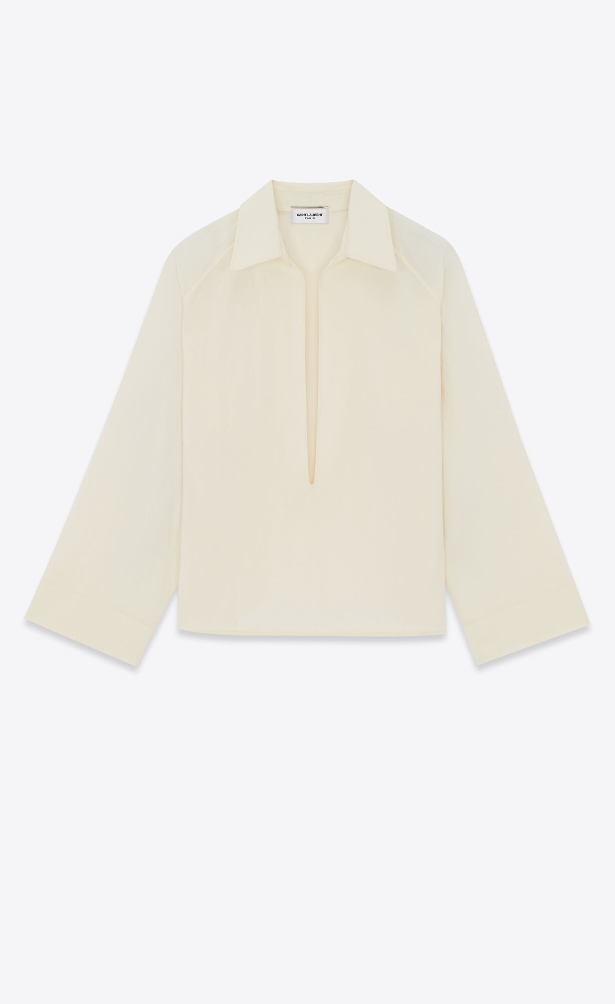 YSL Vareuse Shirt In Bavlnene And Linen Craie | 94215-OSYN