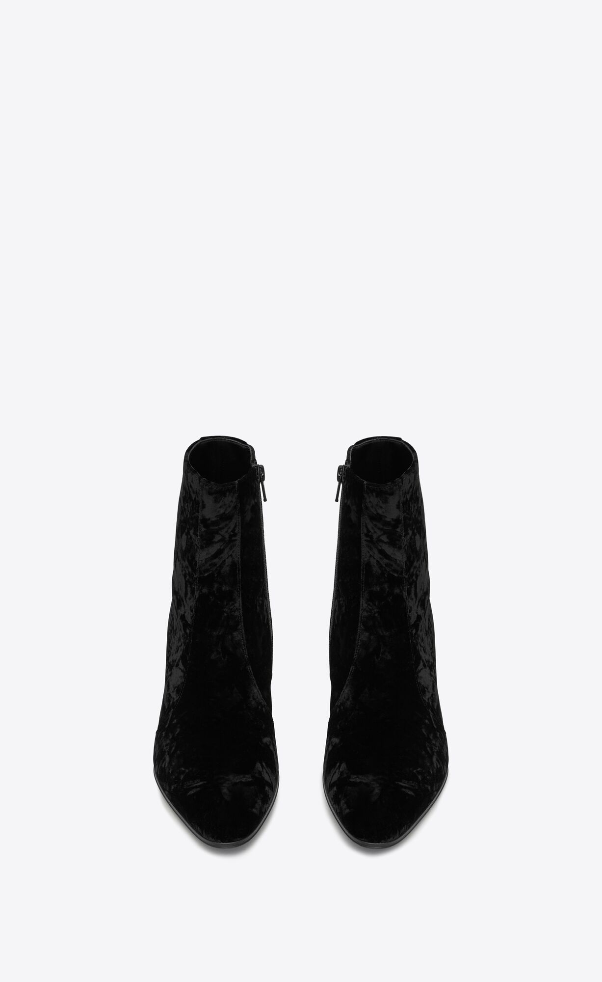 YSL Vassili Zipped Boots In Velvet Noir | 31096-BRKH