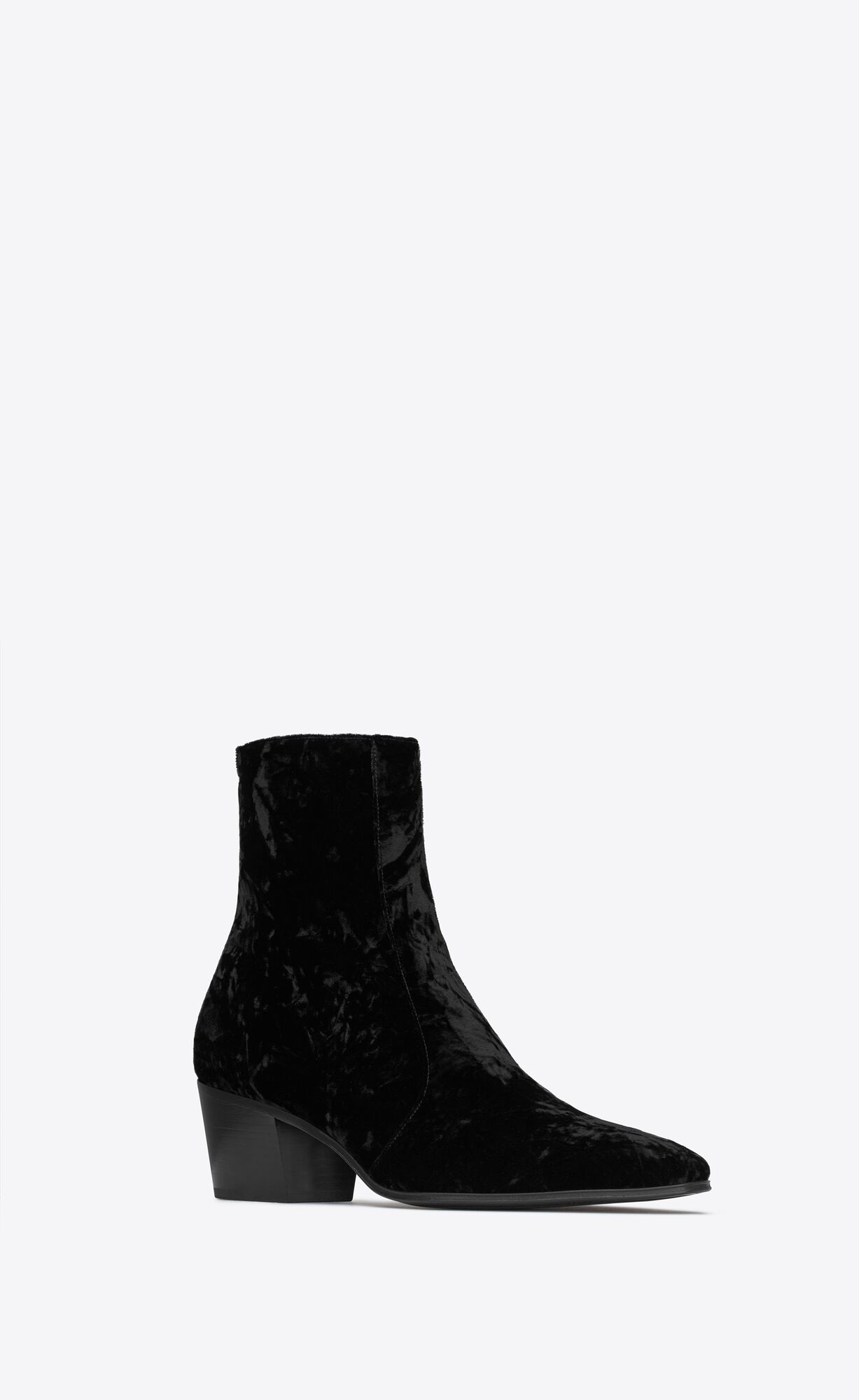 YSL Vassili Zipped Boots In Velvet Noir | 31096-BRKH