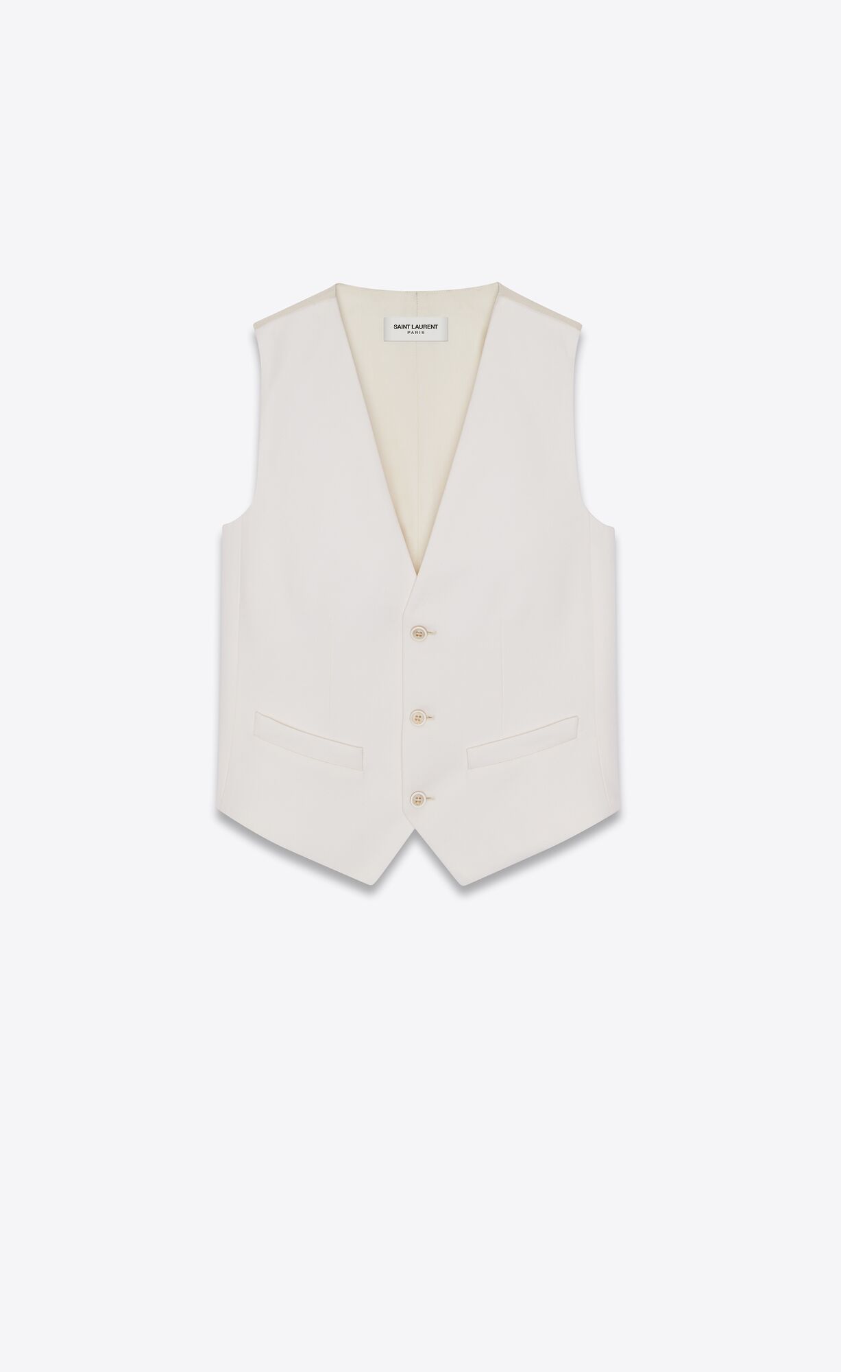 YSL Vest In Grain De Poudre Chalk | 61930-MXUZ