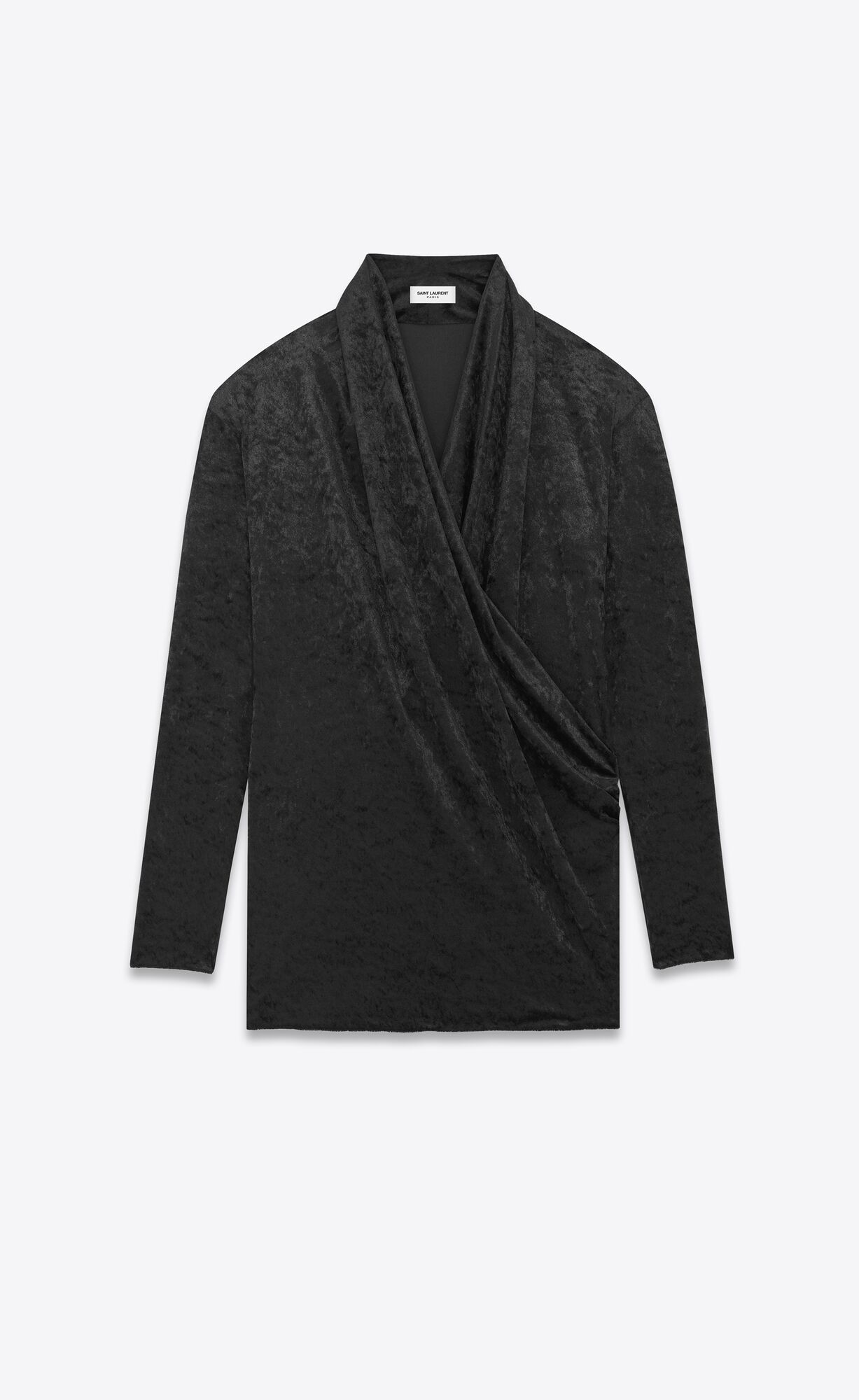 YSL Wrap-over Top In Velvet Jersey Čierne | 54302-MCRF