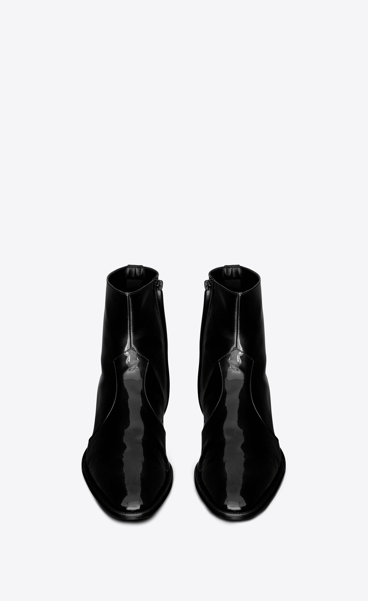 YSL Wyatt Zipped Boots In Lakovane Kozene Noir | 23158-AJEX