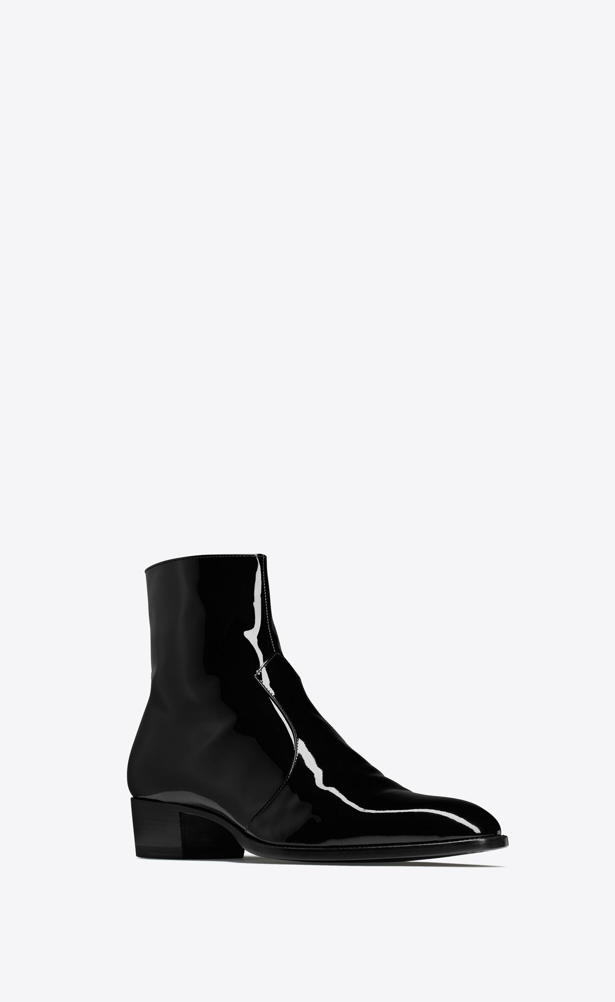 YSL Wyatt Zipped Boots In Lakovane Kozene Noir | 23158-AJEX