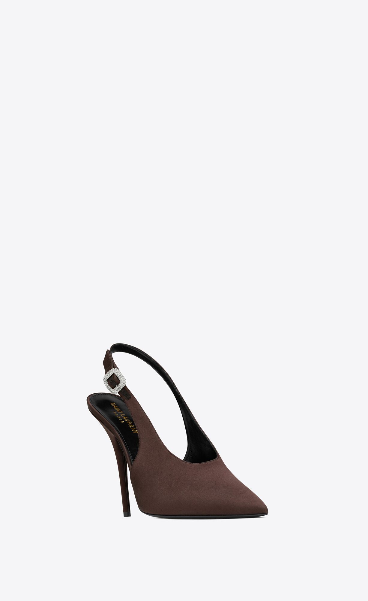 YSL Yasmeen Slingback Pumps In Crepe Satin Tmavo Čokoláda | 49387-DVFM