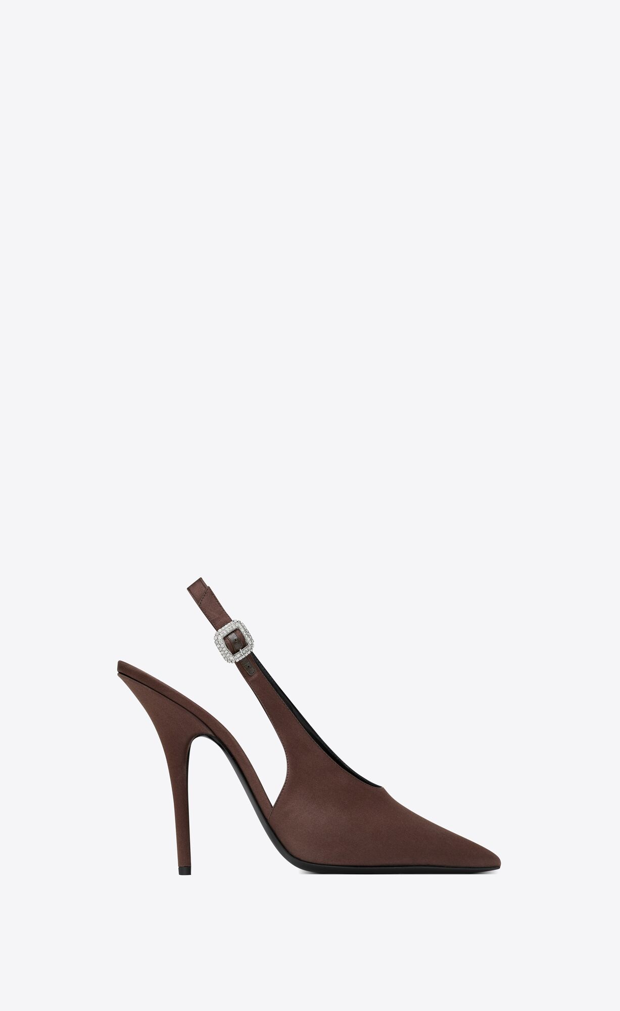 YSL Yasmeen Slingback Pumps In Crepe Satin Tmavo Čokoláda | 49387-DVFM