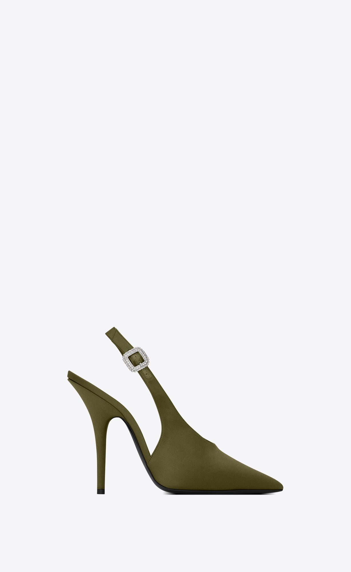 YSL Yasmeen Slingback Pumps In Silk Satin Kaki | 01257-NLUZ