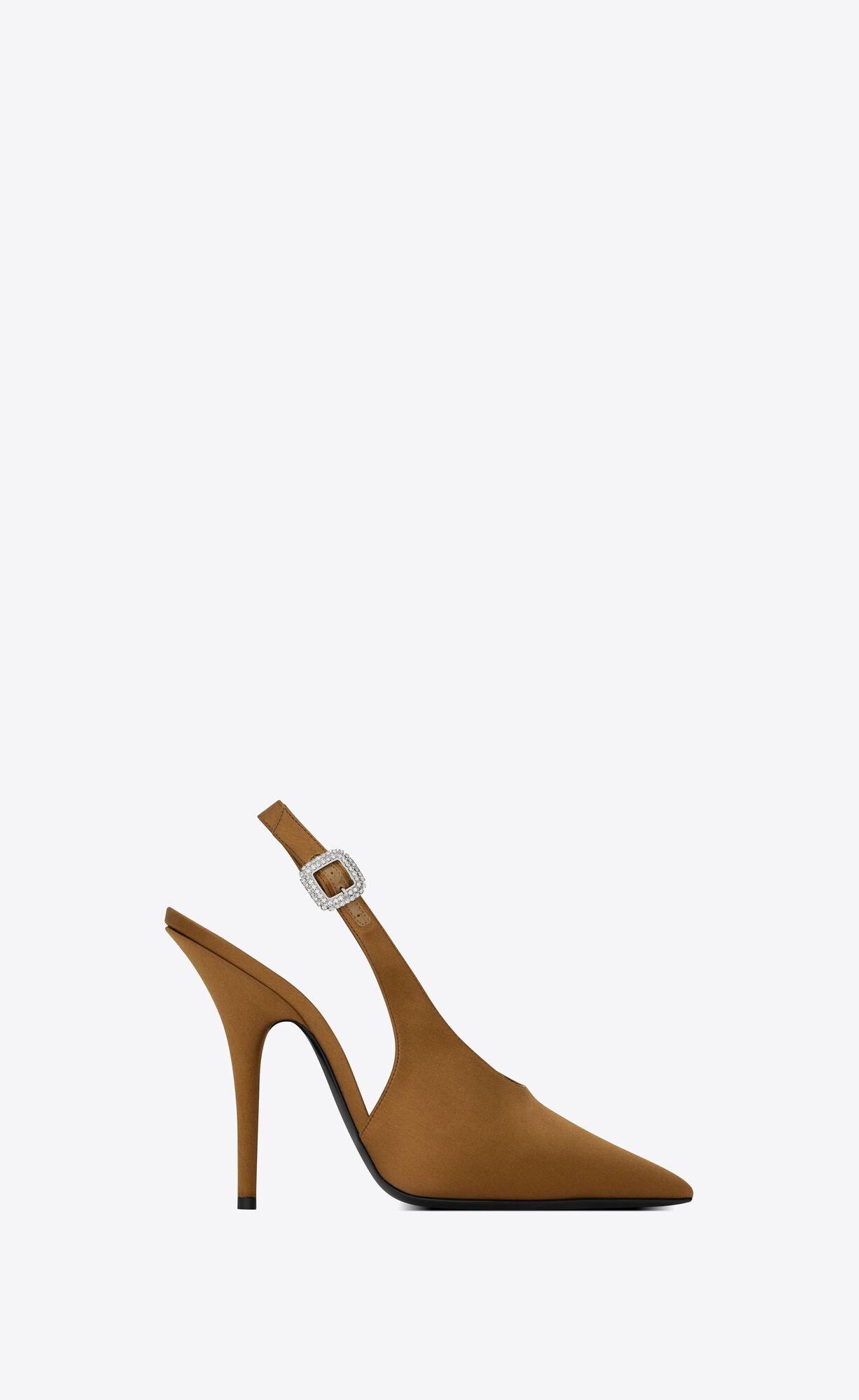 YSL Yasmeen Slingback Pumps In Silk Satin Noisette | 30516-YZFS