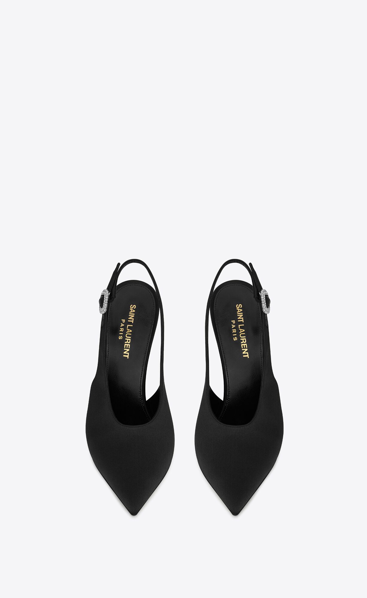 YSL Yasmeen Slingback Pumps In Silk Satin Čierne | 35042-OBJQ