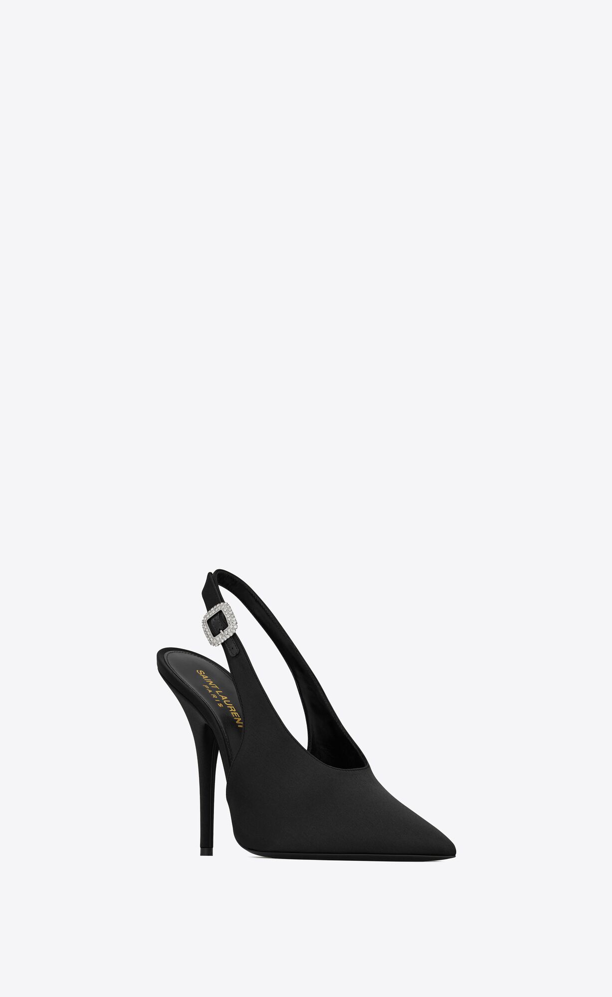 YSL Yasmeen Slingback Pumps In Silk Satin Čierne | 35042-OBJQ