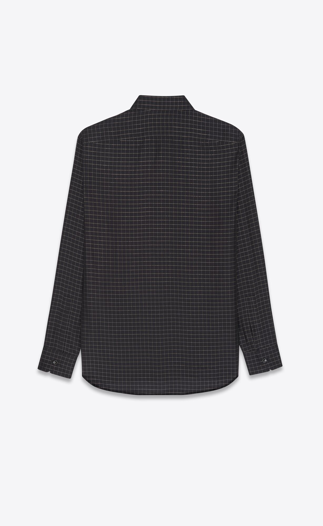 YSL Yves Collar Klasické Shirt In Checked Viscose Noir Or | 07469-TCUI