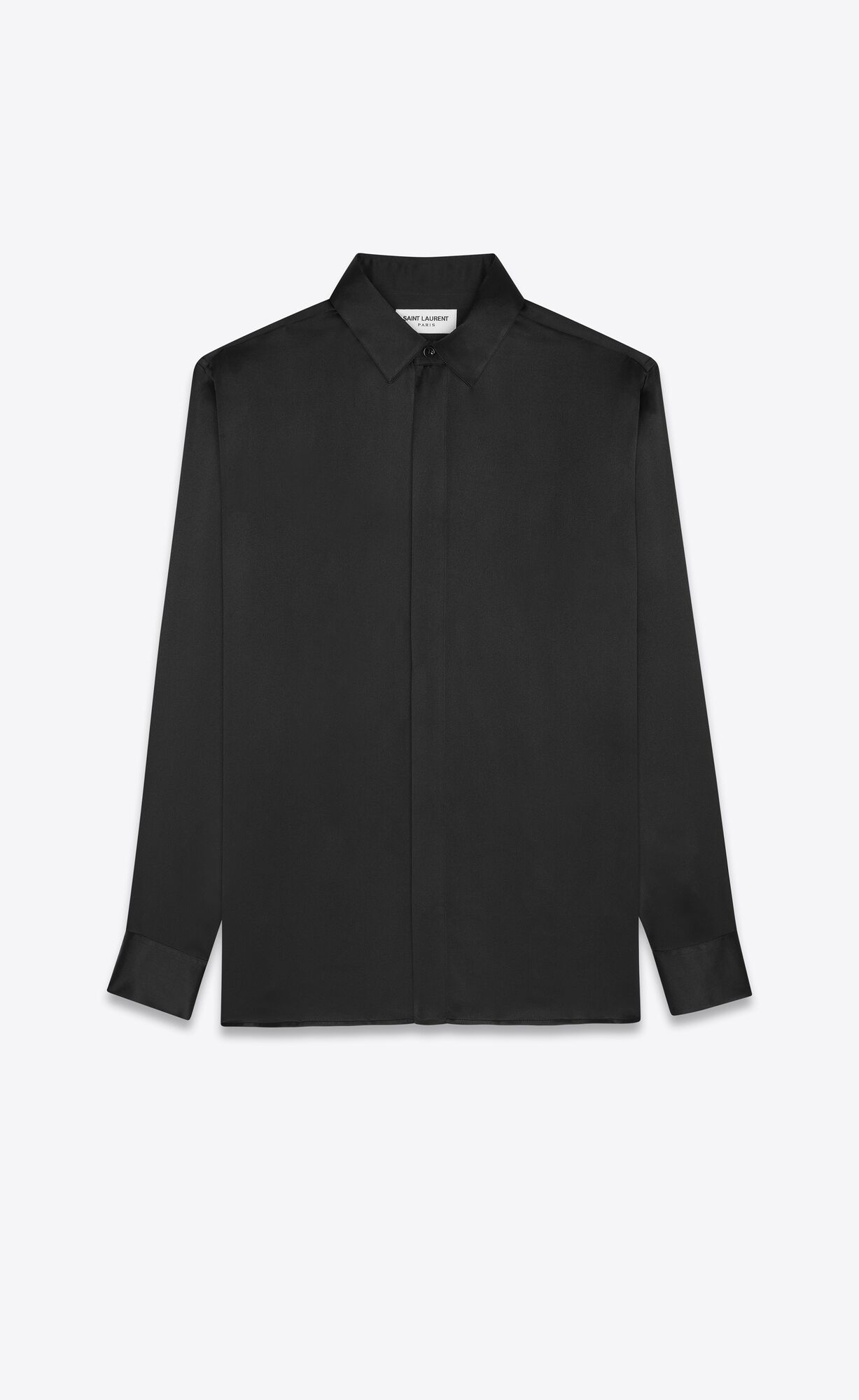 YSL Yves Collar Klasické Shirt In Crepe Satin Noir | 71405-EPGW