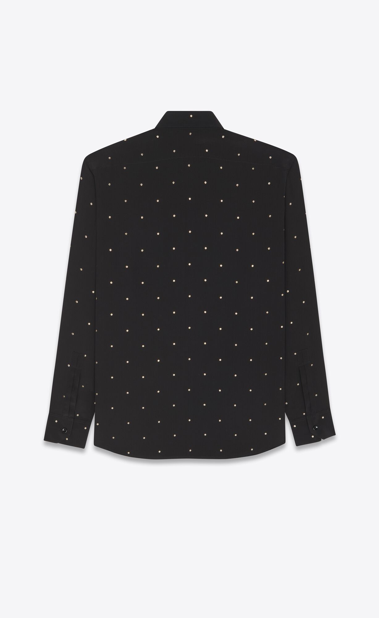 YSL Yves Collar Klasické Shirt In Dotted Crepe De Chine Noir Or | 26584-RGCM