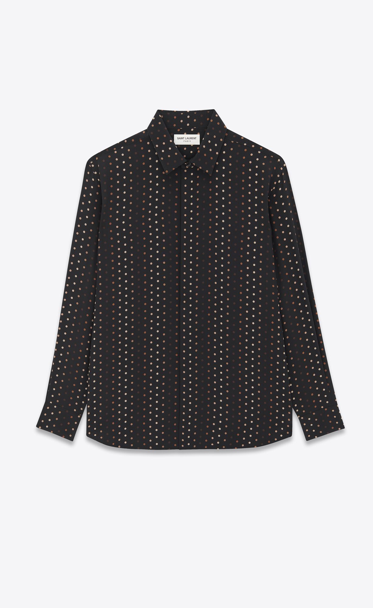 YSL Yves Collar Klasické Shirt In Dotted Crepe De Chine Čierne | 93608-TFYW