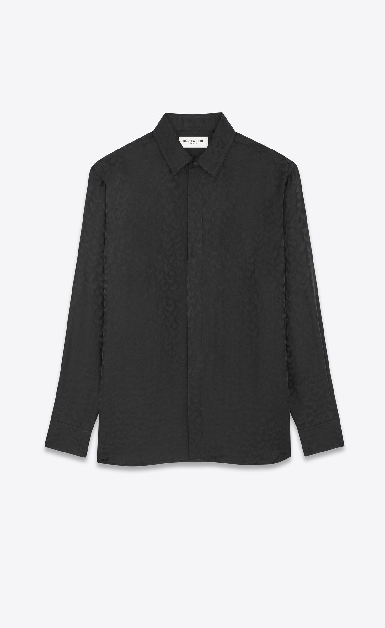 YSL Yves Collar Klasické Shirt In Matte And Shiny Silk Noir | 35624-MPUO