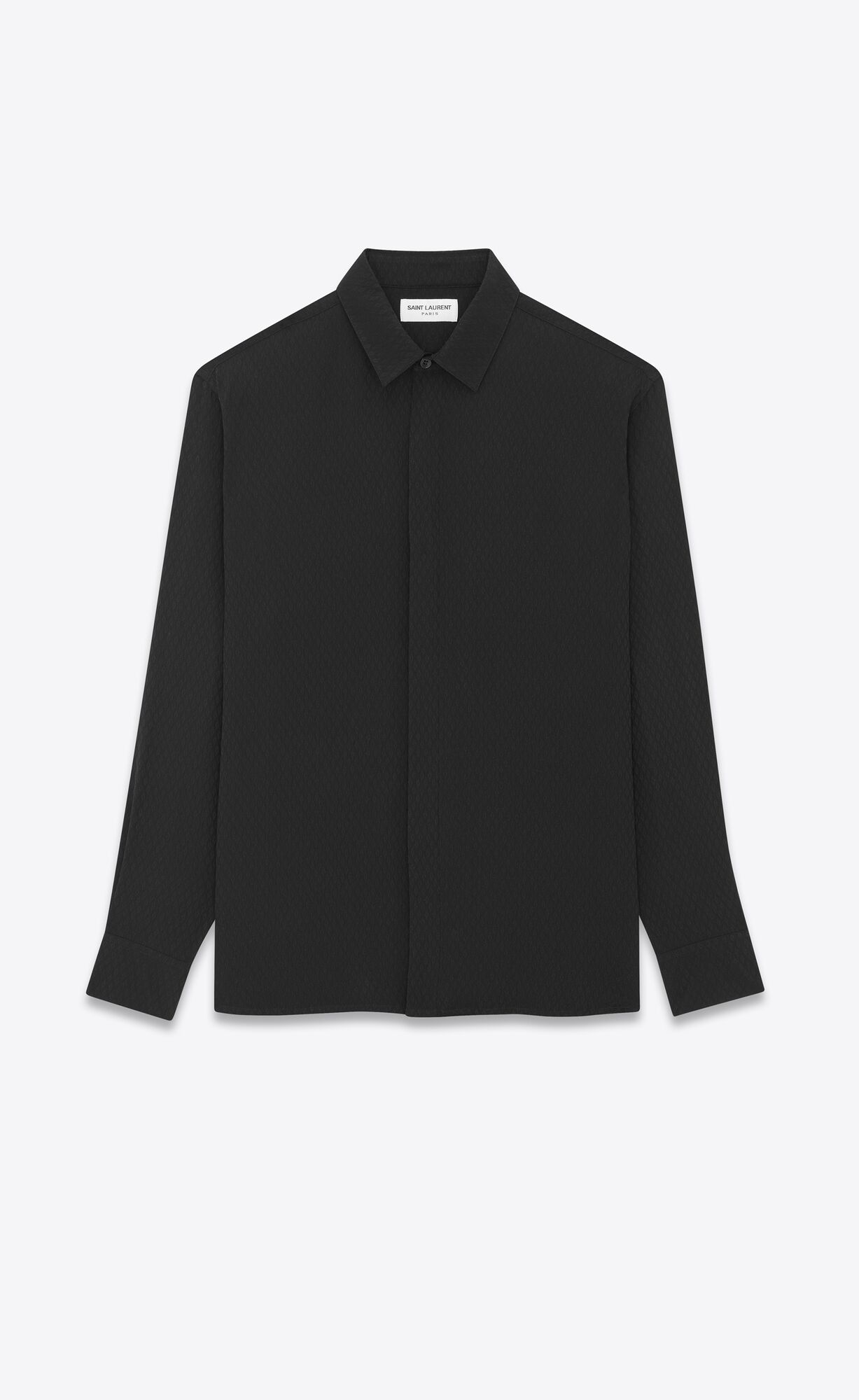 YSL Yves Collar Klasické Shirt In Matte And Shiny Silk Čierne | 60198-ZGKD