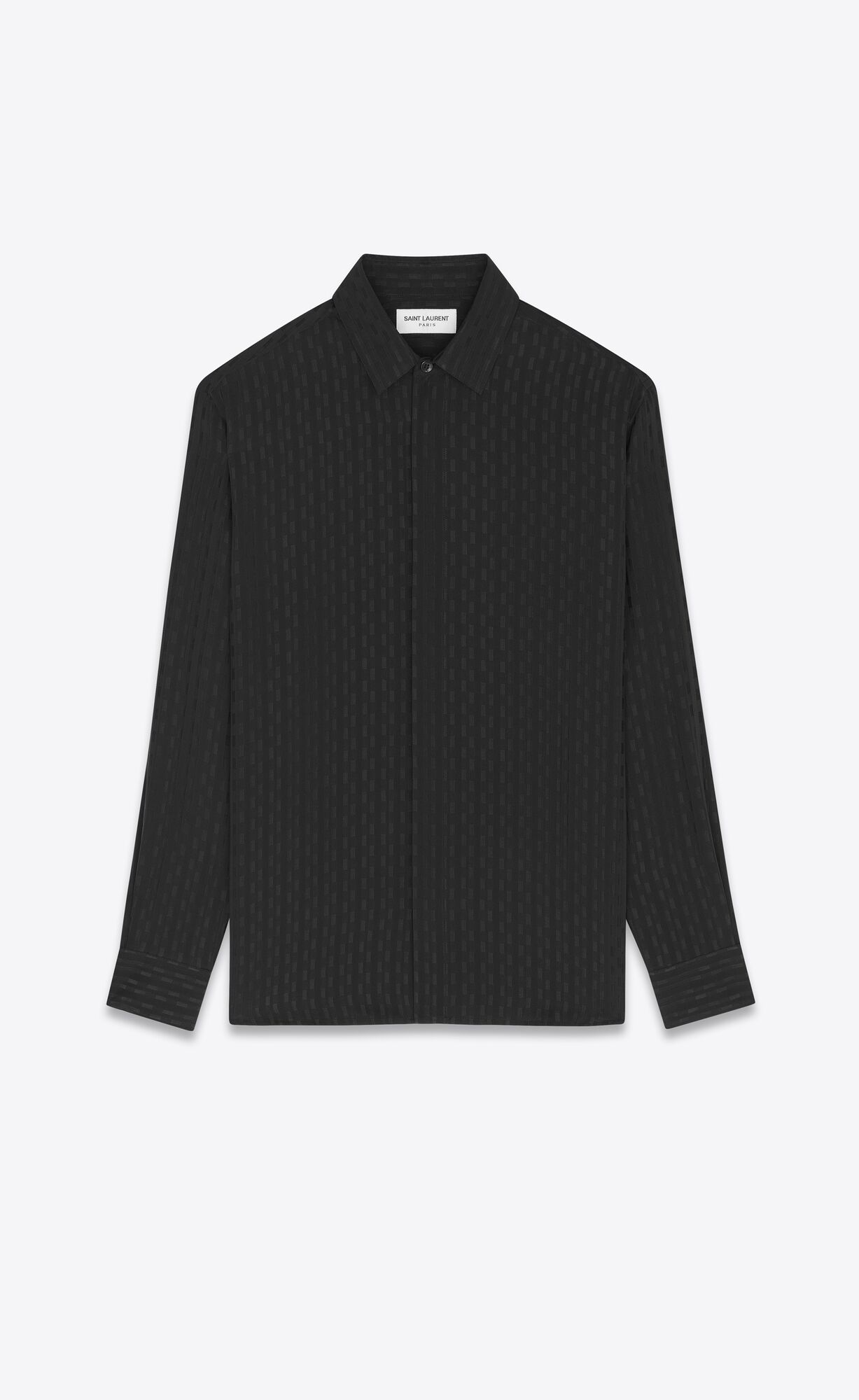 YSL Yves Collar Klasické Shirt In Pruhované Matte And Shiny Silk Noir | 91280-NQJG