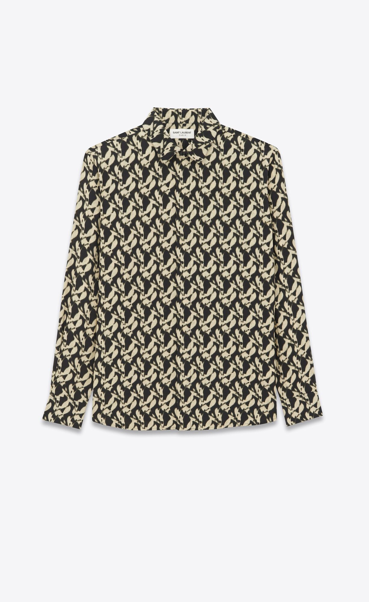 YSL Yves Collar Klasické Shirt In Viscose And Silk Noir Et Sable | 71430-JRGP