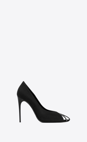 YSL Alix Pumps In Silk Satin And Rhinestones Čierne Strieborne | 21085-CPJN