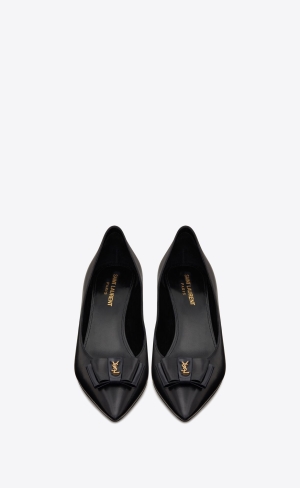 YSL Anaïs Bow Pumps In Smooth Kozene Čierne Námornícka Modrá | 37046-QGMC