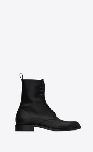 YSL Army Laced Boots In Matte Kozene Čierne | 30521-LEJF