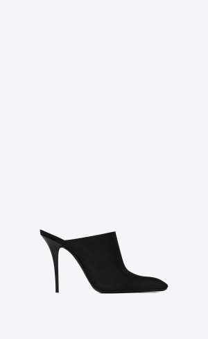 YSL Ascot Mules In Crepe Satin Čierne | 26419-JNEB