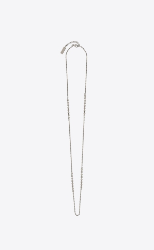 YSL Ball And Wheat Chain Necklace In Metal Strieborne | 18094-UHGB