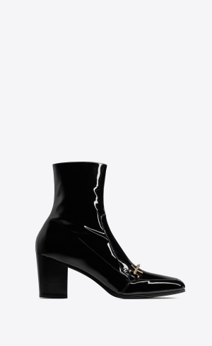 YSL Beau Boots In Lakovane Kozene Čierne | 57391-XZEG