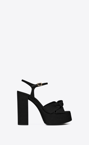 YSL Bianca Platforme Sandals In Ottoman Fabric Čierne | 36042-LMFS