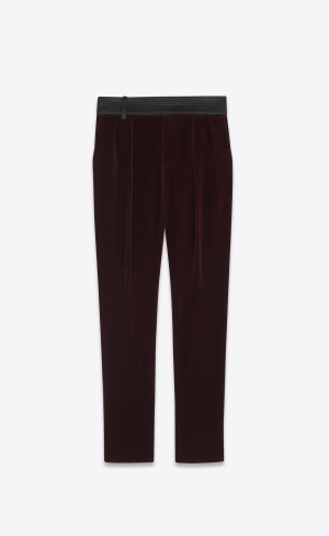 YSL Carrot-fit Pants In Bavlnene Velvet Vino Noir | 15429-ZJTU