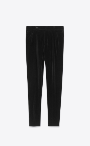 YSL Carrot-fit Pants In Bavlnene Velvet Noir | 58104-VBFE