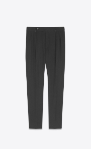 YSL Carrot-fit Tuxedo Pants In Grain De Poudre Noir | 01364-WDAN