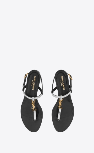 YSL Cassandra Sandals In Reflective Kozene Argent | 28063-GEHJ