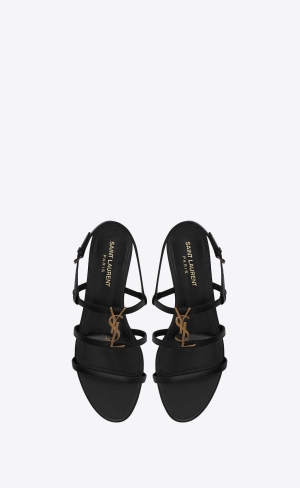 YSL Cassandra Sandals In Smooth Kozene Čierne | 48561-JRXL