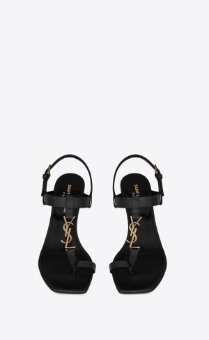 YSL Cassandra Sandals In Smooth Kozene Čierne | 73891-UPVD