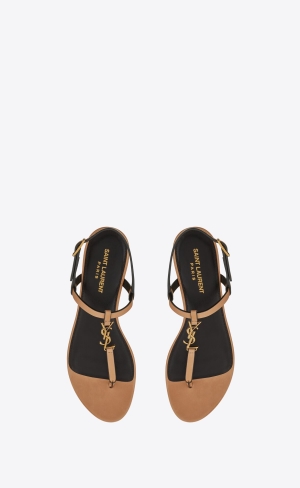 YSL Cassandra Sandals In Vegetable-tanned Kozene Zlate | 41256-XFAD