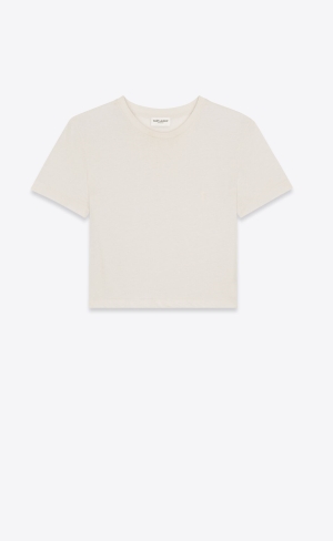 YSL Cassandre Cropped T-shirt Béžové | 74325-FOSN