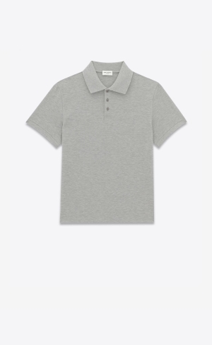 YSL Cassandre Polo Shirt In Bavlnene Piqué Gris Chine | 91085-QMBP