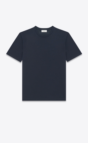 YSL Cassandre T-shirt In Vlna And Silk Indigo | 91405-NWZK