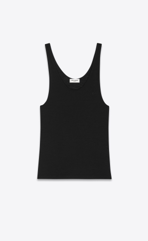 YSL Cassandre Tank Top In Vlna Jersey Noir | 49137-UKXM