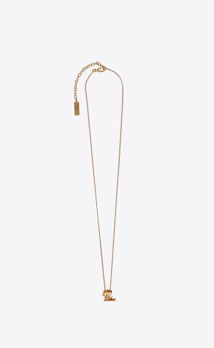 YSL Cassandre Twist Pendant Necklace In Metal Zlate | 53489-GKNV