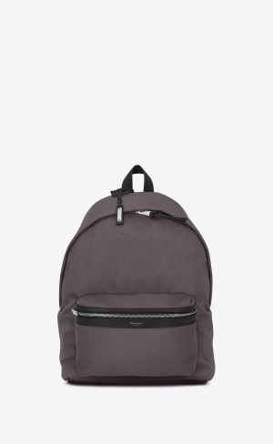 YSL City Backpack In Nylon Platene And Kozene Storm | 89213-VWBO