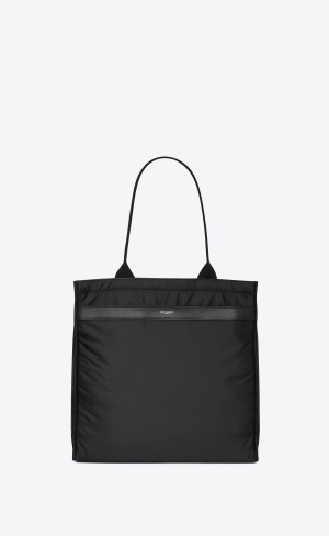 YSL City Saint Laurent Tote Bag In Econyl® Regenerated Nylon Čierne | 54183-SUBQ