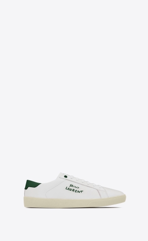 YSL Court Klasické Sl/06 Embroidered Sneakers In Smooth Kozene Blanc Optique | 96417-CVFO