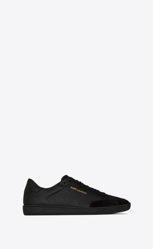 YSL Court Klasické Sl/10 Sneakers In Perforated Kozene And Semisove Čierne | 68305-VGBO