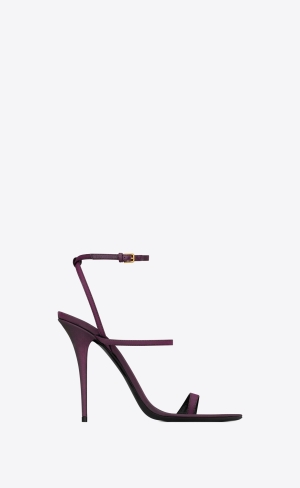 YSL Dive Sandals In Shantung Prune | 87249-FKAY