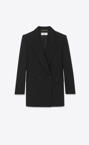 YSL Double-breasted Jacket In Vlna Čierne | 25047-IBWL