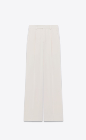 YSL Flared Pants In Crepe Satin Craie | 54906-FPCZ