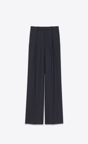 YSL Flared Pants In Pruhované Vlna Modre | 70628-ACIK